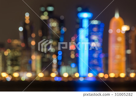 Doha blurred abstract background lights, Qatar, Mi Doha blurred abstract background lights, Qatar, Mi 31005282