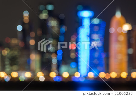 Doha blurred abstract background lights, Qatar, Mi Doha blurred abstract background lights, Qatar, Mi 31005283