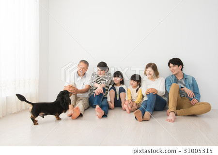 Three generations family casual portrait image 31005315
