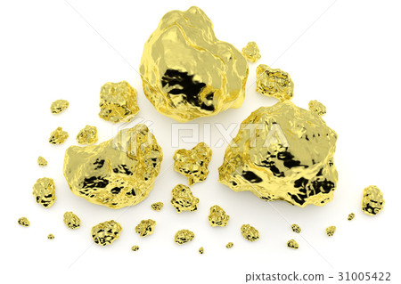 Gold nuggets isolated on white background 31005422