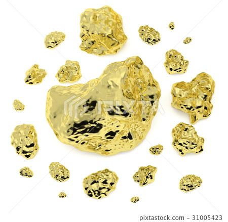 Gold nuggets on white background 31005423
