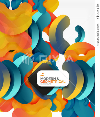 Abstract color geometric round shapes on white 31006416