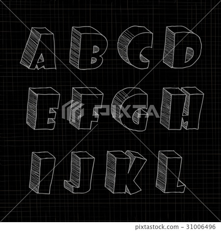 3D hand drawn uppercase alphabets 3D hand drawn uppercase alphabets 31006496