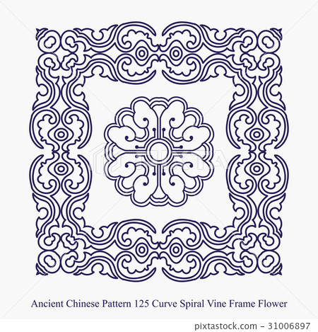 Chinese Pattern of Curve Spiral Vine Frame Flower 31006897