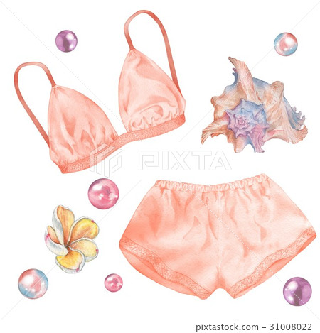 Set of silk underwear with shell and pearls. Set of silk underwear with shell and pearls. 31008022