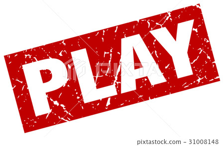 square grunge red play stamp 31008148