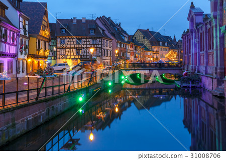 Christmas street at night, Colmar, Alsace, France 31008706