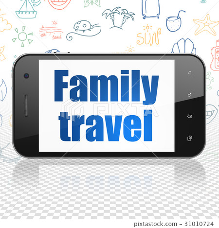Vacation concept: Smartphone with Family Travel on Vacation concept: Smartphone with Family Travel on 31010724