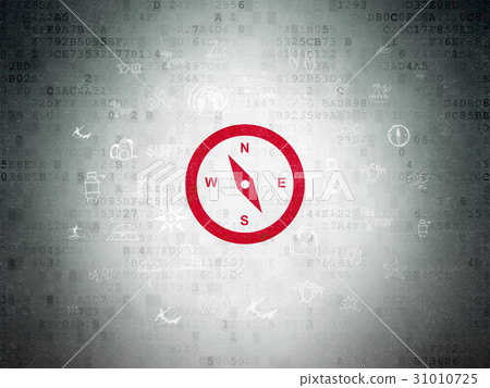 Tourism concept: Compass on Digital Data Paper Tourism concept: Compass on Digital Data Paper 31010725