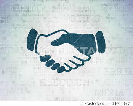 Politics concept: Handshake on Digital Data Paper Politics concept: Handshake on Digital Data Paper 31011457
