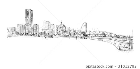sketch of cityscape in Yokoha, Japan,  31012792
