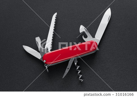 Swiss army knife isolated on black 31016166