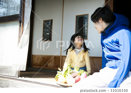 A family relaxing in the countryside living side 31016330