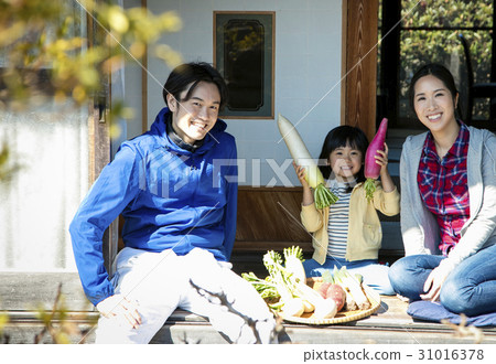 A family relaxing in the countryside living side 31016378