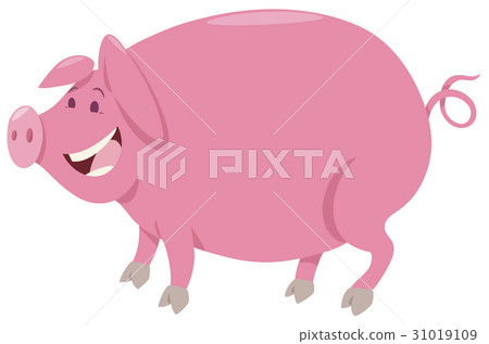 pink pig farm animal character 31019109