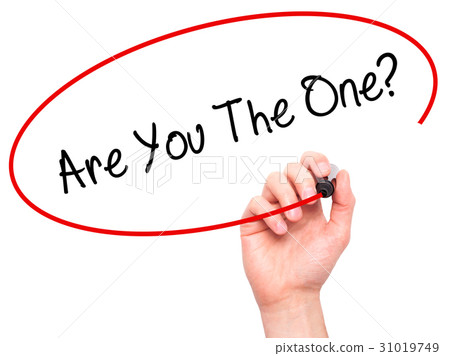 Man Hand writing Are You The One?with black marker 31019749