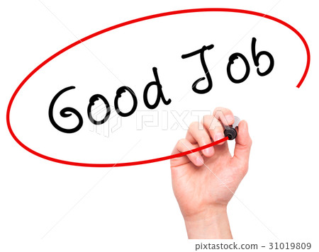 Man Hand writing Good Job with marker  31019809
