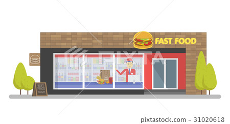Facade of Fast Food Store Resataurant. Template 31020618