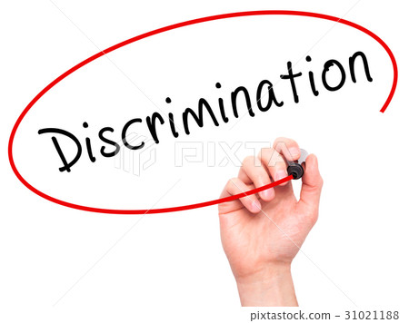 Man Hand writing Discrimination with black marker  31021188