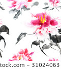 Romantic seamless pattern with watercolor peonies 31024063