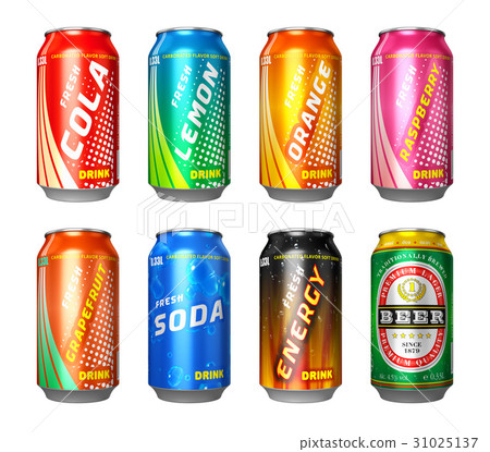 图库插图 set of drink cans