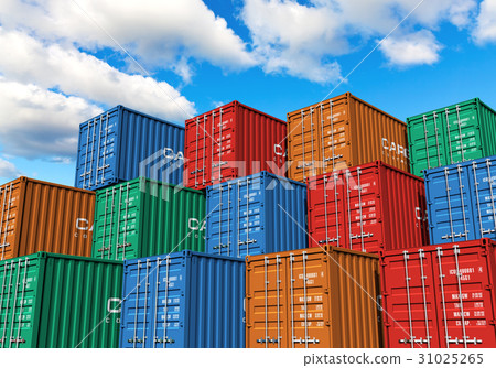 Stacked cargo containers in port 31025265
