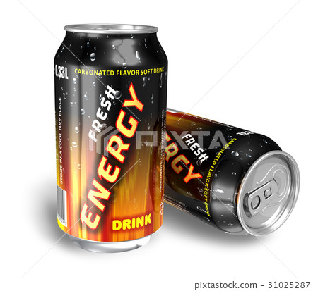 图库插图 energy drinks in metal cans