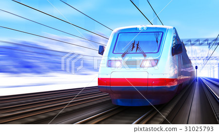 Modern high speed train in winter 31025793