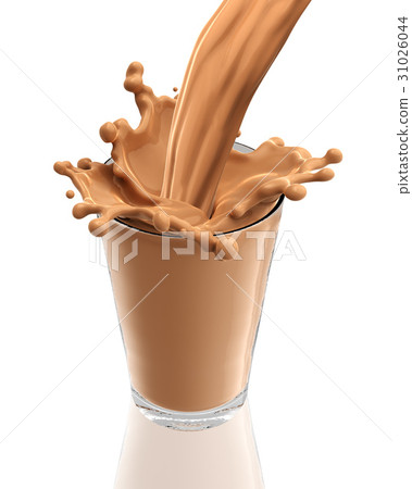 Splash of chocolate milk from the glass on 31026044