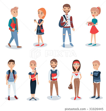 Young people in casual clothes standing set Young people in casual clothes standing set 31026445