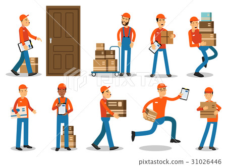 Couriers delivering packages. Delivery service Couriers delivering packages. Delivery service 31026446