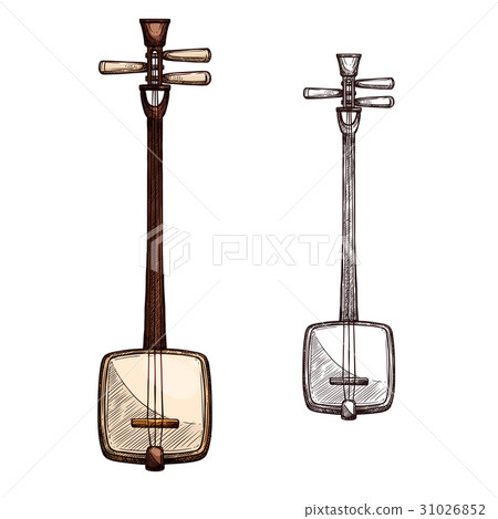 Vector sketch Japanese string music instrument 31026852