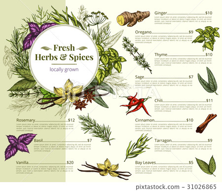 Vector menu price for spices and herbs shop 31026865