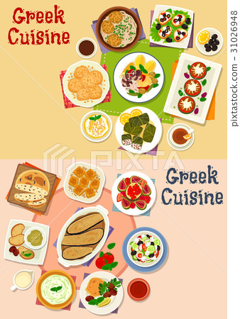 Greek cuisine lunch menu icon set for food design Greek cuisine lunch menu icon set for food design 31026948