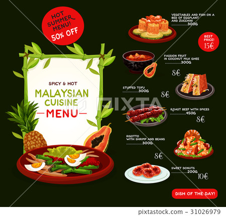Malaysian cuisine menu template with asian food 31026979