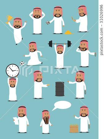 Arab businessman in national clothes cartoon set 31026996