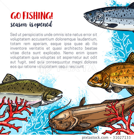 Vector poster of fishing club for open season Vector poster of fishing club for open season 31027133