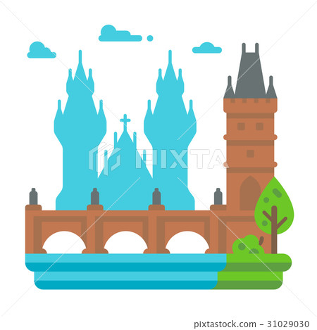 Flat design Charles Bridge Prague Flat design Charles Bridge Prague 31029030