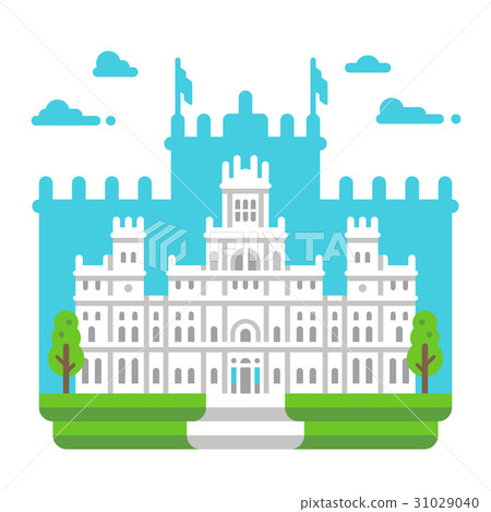 Flat design Cibeles palace Madrid Flat design Cibeles palace Madrid 31029040