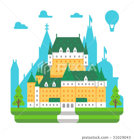 Flat design Frontenac chateau Quebec Flat design Frontenac chateau Quebec 31029043