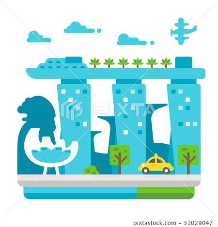Flat design Singapore landmarks Flat design Singapore landmarks 31029047