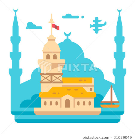 Flat design Maiden's tower Istanbul Flat design Maiden's tower Istanbul 31029049
