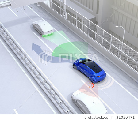 Concept image of automatic lane change lane change and blind spot detection support