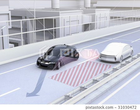 Concept image of automatic lane change lane change and blind spot detection support 31030472