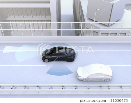 Concept image of lane keeping and blind spot detection support for automatic driving vehicles 31030473