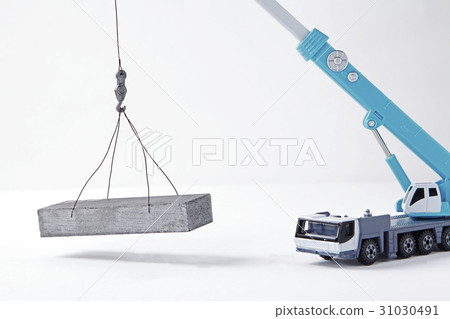 Crane car reproduced with miniature car and rigging image Crane car reproduced with miniature car and rigging image 31030491