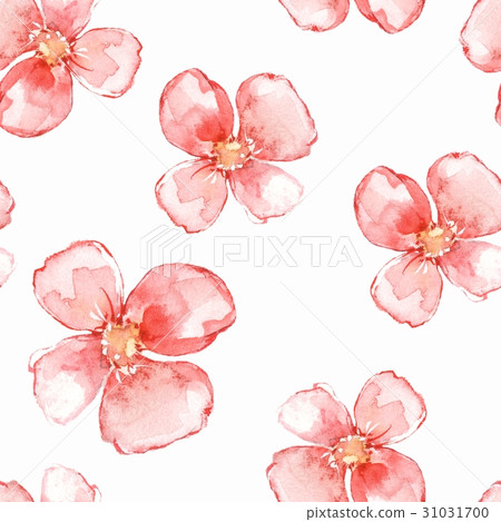 Watercolor background with red flowers 1 31031700