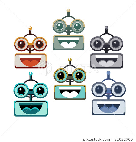 Cartoon Robot Face Smiling Cute Emotion Open Mouth 31032709