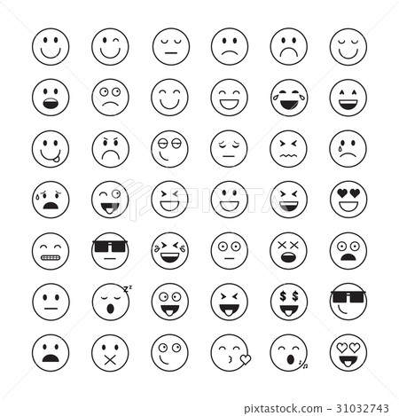 Smiling Cartoon Face People Emotion Icon Set Smiling Cartoon Face People Emotion Icon Set 31032743