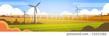 Wind Turbine Tower In Field Blue Sky Alternative 31033368